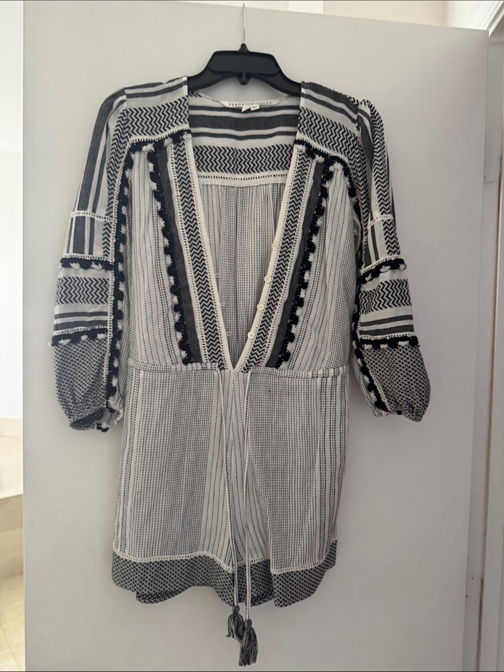 Veronica Beard Black & White Striped Romper